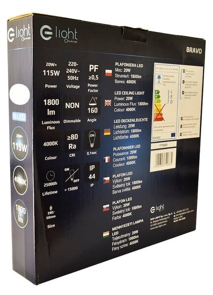 Stropní LED svítidlo Bravo, 1x LED 20w, 4000k, ch