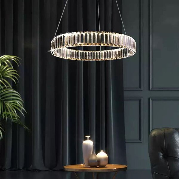 Toolight Toolight, LED křišťálová závěsná lampa APP982-CP, stříbrná, OSW-03641