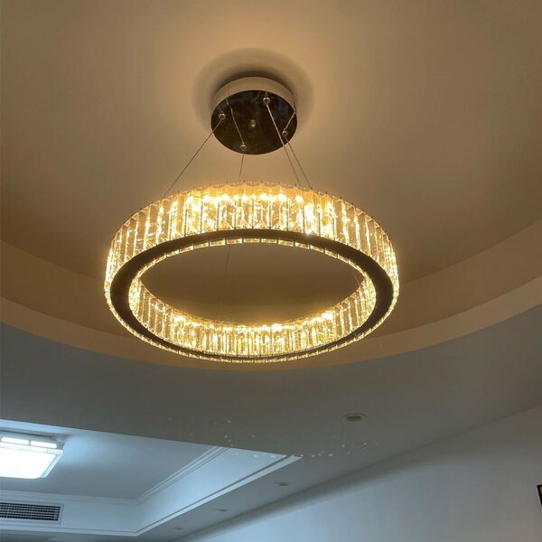 Toolight Toolight, LED křišťálová závěsná lampa APP982-CP, stříbrná, OSW-03641