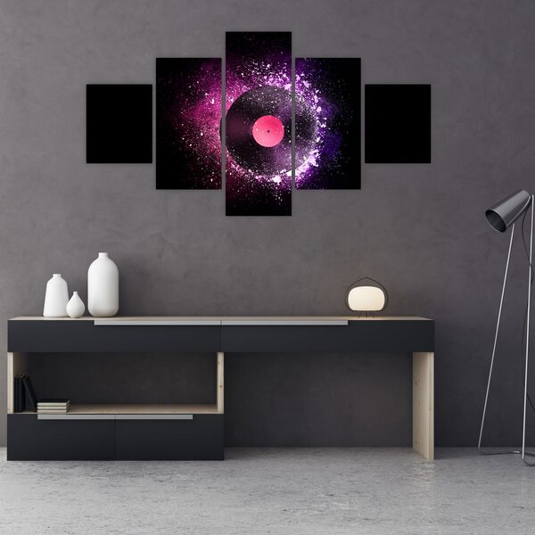 Obraz - Vinylová deska v růžovo-fialových (125x70 cm)