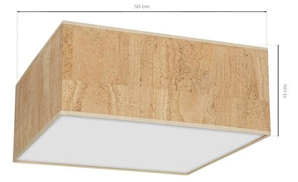 Stropní svítidlo Cork Square, 1x korkové stínítko, (bílé plexisklo), (50cm)
