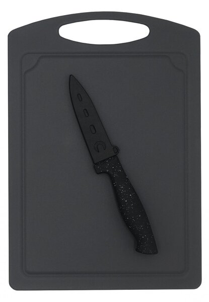 Steuber Krájecí deska 29 x 20 cm s nožem na loupání, černá