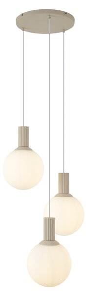 Skandinávská závěsná lampa béžová s opálovým sklem se 3 světly - Polly