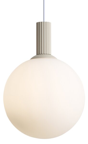 Skandinávská závěsná lampa béžová s opálovým sklem - Polly
