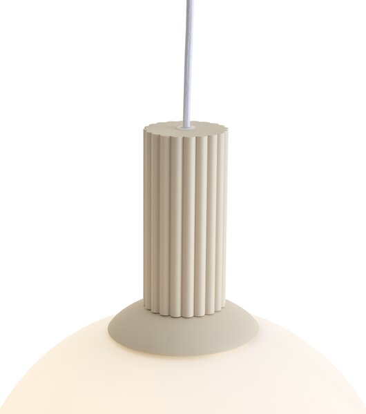 Skandinávská závěsná lampa béžová s opálovým sklem se 3 světly - Polly
