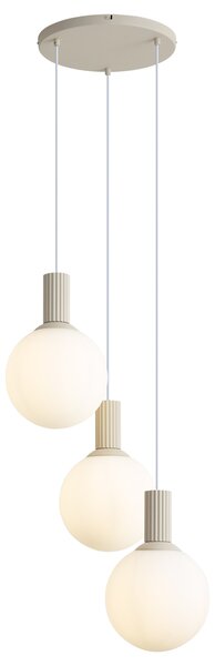 Skandinávská závěsná lampa béžová s opálovým sklem se 3 světly - Polly