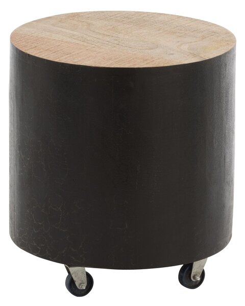 Dřevěný kulatý odkládací stolek na kolečkách Mirro - Ø 40*44cm