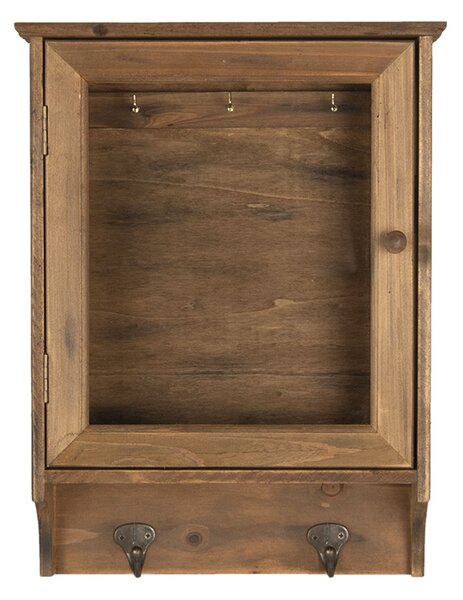 Dřevěná skříňka na klíče s věšákem - 30*8*40 cm
