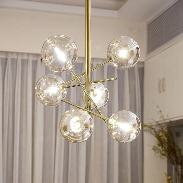 Toolight Tolight, Závěsná lampa - skleněné koule 6 ks APP919-6CP, zlatá, OSW-03231