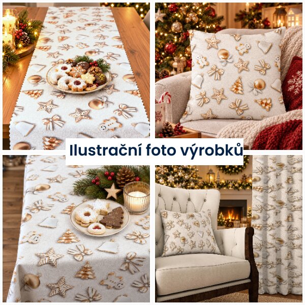Vánoční ubrusy a běhouny SOFT 40x120 Vypalovaná vlnka