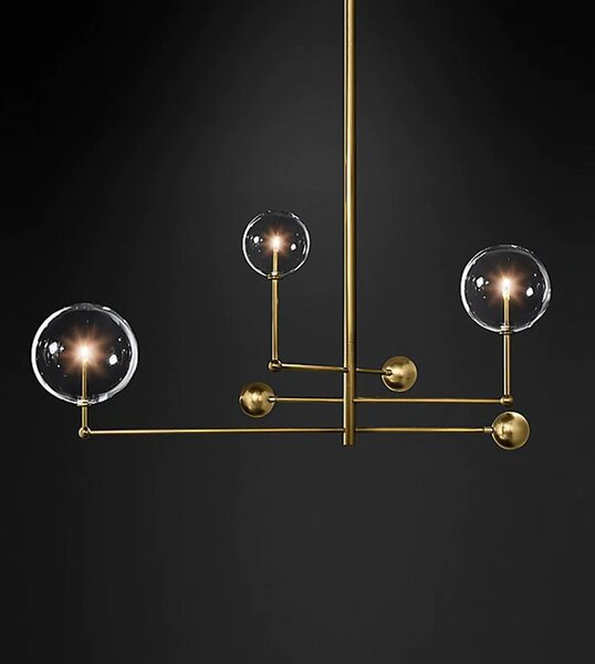 Toolight Skleněná kulová závěsná lampa 3 ks APP918-3CP Zlatá