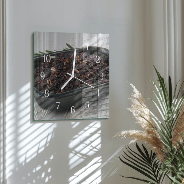 Skleněné hodiny Černá rýže zskb-30x30-00091702