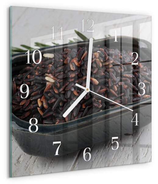 Skleněné hodiny Černá rýže zskb-30x30-00091702