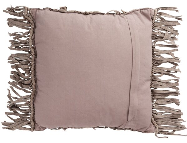 Bavlněný polštář Macrame Taupe s třásněmi - 45*45 cm - J-Line by Jolipa