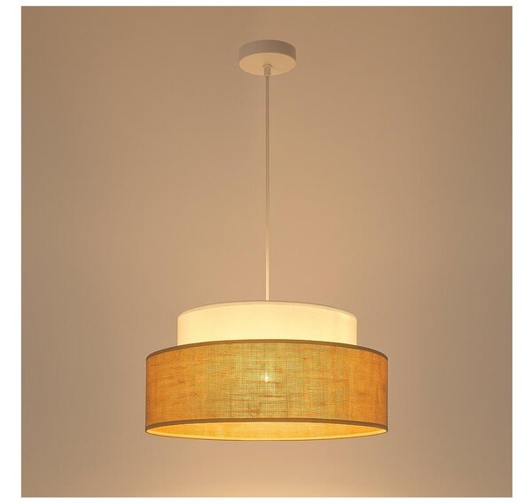 Lustr na lanku BOHO 1xE27/60W/230V pr. 40 cm bílá/béžová