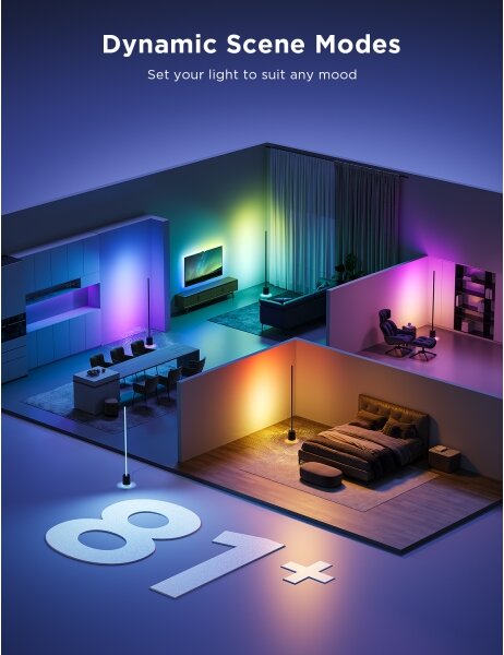 Govee - LED Stojací lampa s reproduktorem Pro RGBICWW Wi-Fi + DO