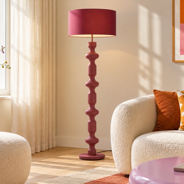 Retro stojací lampa švestková s látkovým stínidlem 160 cm - Captain
