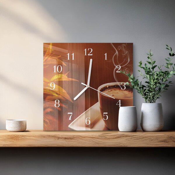 Skleněné hodiny Káva zskb-30x30-00081316