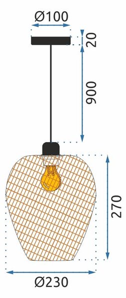 Toolight Toolight, závěsné svítidlo Natural 1xE27 APP885-1CP, přírodní, OSW-05245