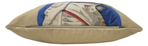 Béžový gobelínový polštář s motivem Buldočka v napoleonské uniformě - 45*15*45cm - Mars & More