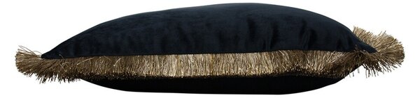 Černý sametový polštář se zlatými třásněmi Fringes gold - 45*45*10cm - Mars & More