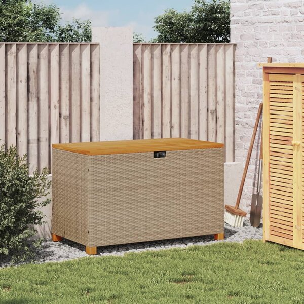 Zahradní úložný box béžový 110 x 55 x 63 cm polyratan akácie