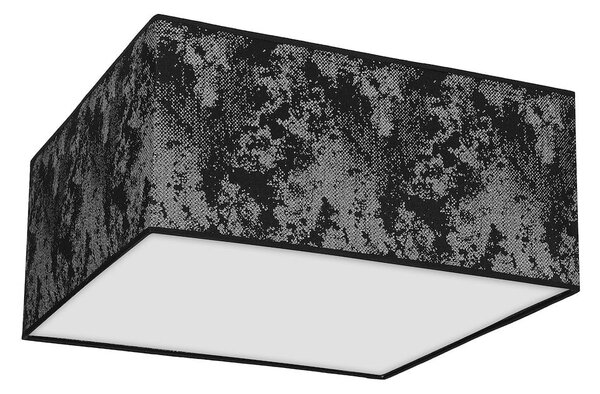 Stropní svítidlo Satino Square, 1x černé/stříbrné textilní stínítko, (bílé plexisklo), (40 cm)