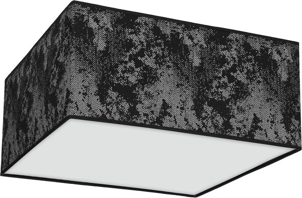 Stropní svítidlo Satino Square, 1x černé/stříbrné textilní stínítko, (bílé plexisklo), (40 cm)