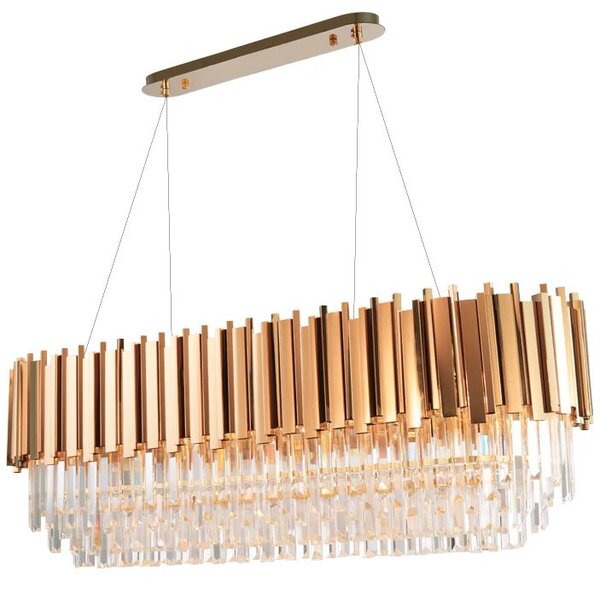Toolight Toolight, kovové-křišťálové závěsné svítidlo E14 60x30 cm 312355, zlatá, OSW-00683