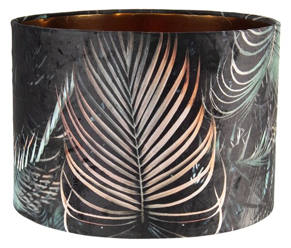 Tmavé sametové stínidlo Brisa s motivem palmových listů - Ø 34*24 cm