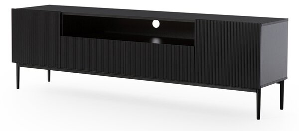 TV stolek Nicole 200 cm s výklenkem - černý mat / černé nožky