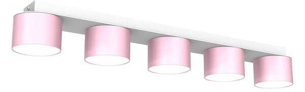 Stropní svítidlo Dixie, 5x růžové kovové stínítko, w