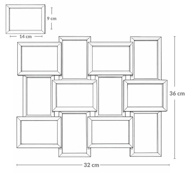 Multirám na 12 fotek FINES, fotorámeček koláž 45 x 59 cm