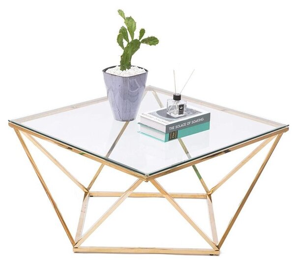 Tutumi Tutumi, skleněný konferenční stolek Glamour 80x80x45 CS-14G, zlatá, KRZ-06585