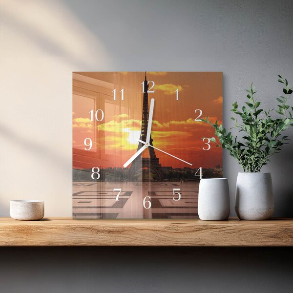 Skleněné hodiny Eiffelova věž zskb-30x30-00085291