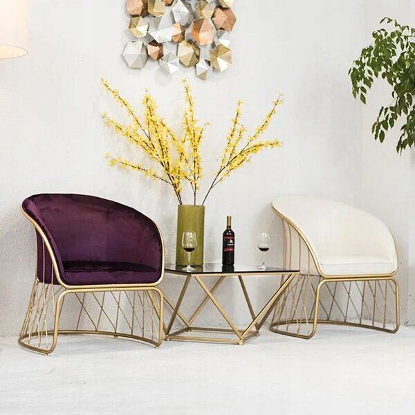 Tutumi Stolička se židlí Glamour Gold CS-14G