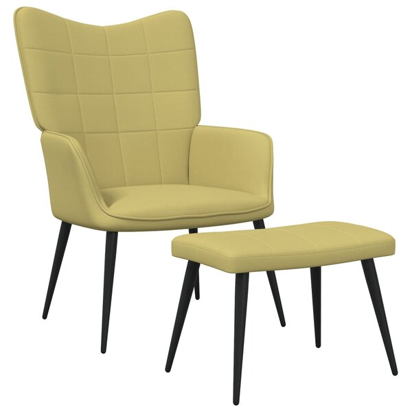 Relaxační židle se stoličkou zelená textil