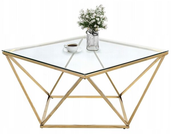 Tutumi Tutumi, skleněný konferenční stolek Glamour 80x80x45 CS-14G, zlatá, KRZ-06585