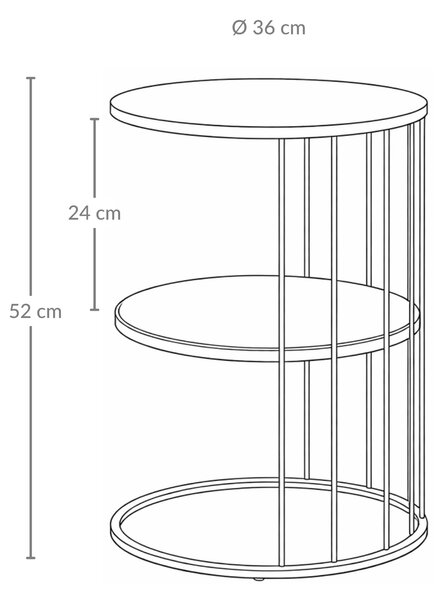 Kulatý konferenční stolek RODA z kovu s policí, 52 cm