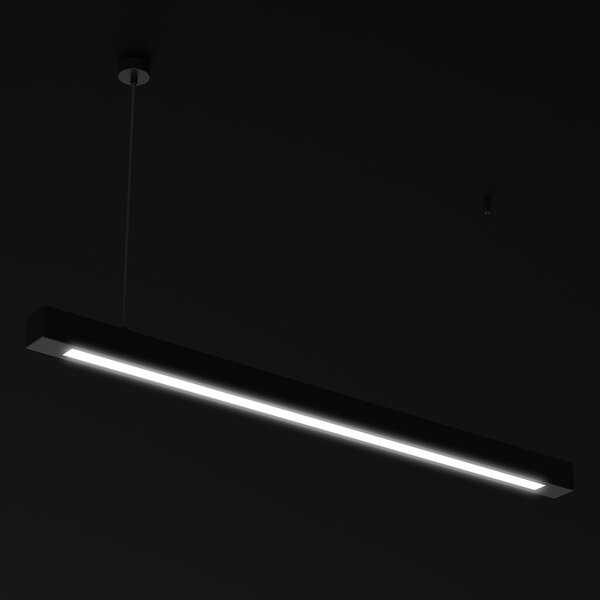 Závesné svietidlo Lungo, 1x čierne kovové tienidlo, (124 cm), b