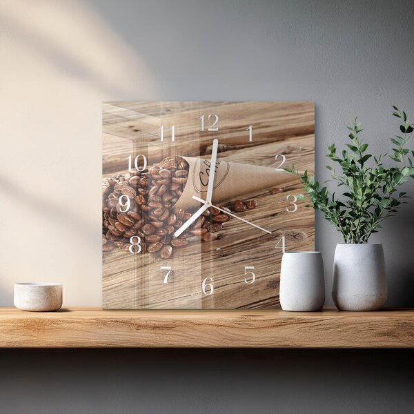 Skleněné hodiny Kávová zrna zskb-30x30-00084874