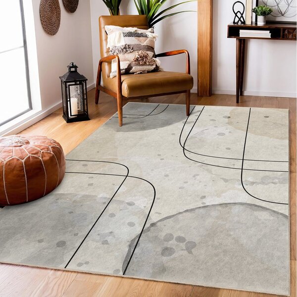 Šedo-krémový pratelný běhoun 80x200 cm Simple Lines – Mila Home