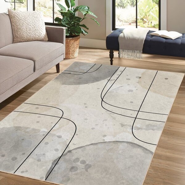 Šedo-krémový pratelný koberec 120x180 cm Simple Lines – Mila Home