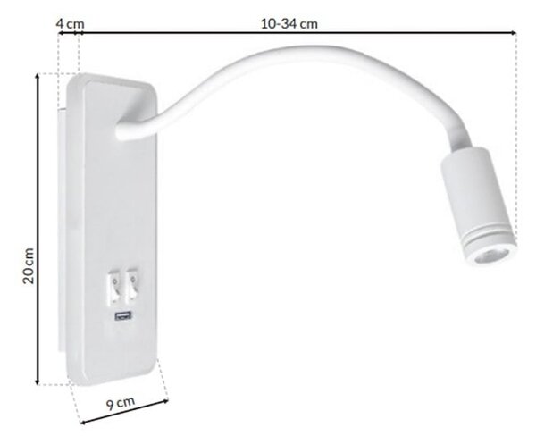 Nástěnné LED svítidlo Base, 1x LED 8+2w, 4000k, w, vypínač