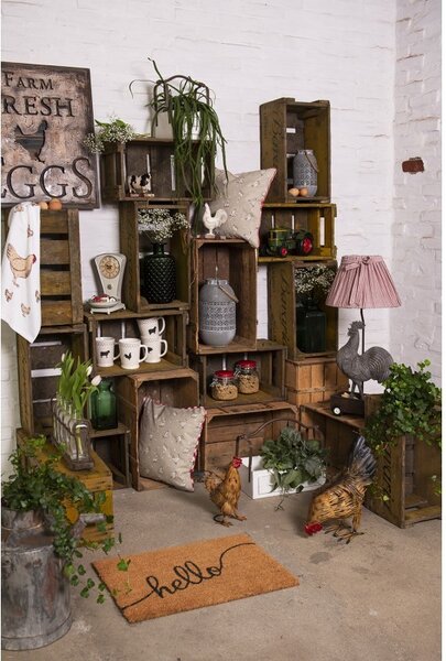 Bílá dřevěná retro bedýnka s rukojetí - 24*19*28 cm - Clayre & Eef