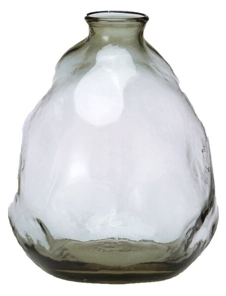 Skleněná designová váza s nádechem zelené M - 16*16*19cm