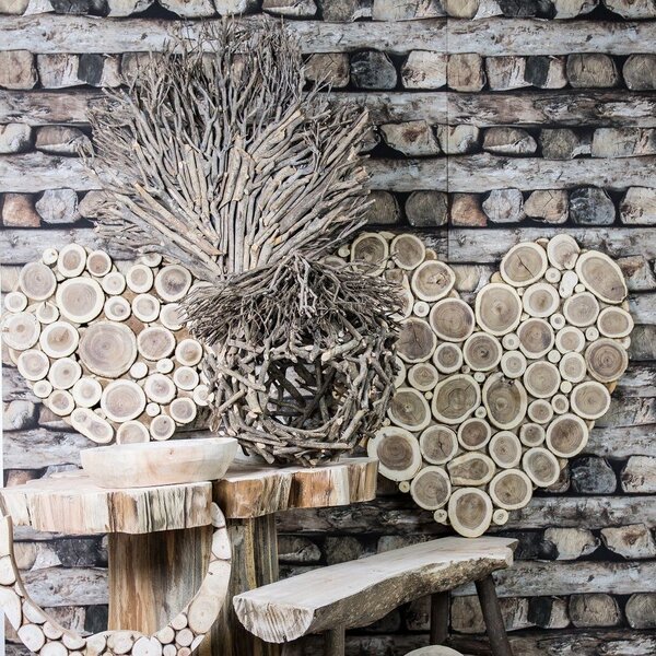 Hnědé dřevěné srdce Natur M - 58*53*2,5cm - Mars & More