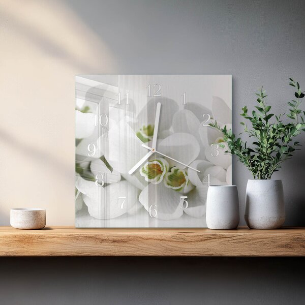 Skleněné hodiny Květiny zskb-30x30-00087047