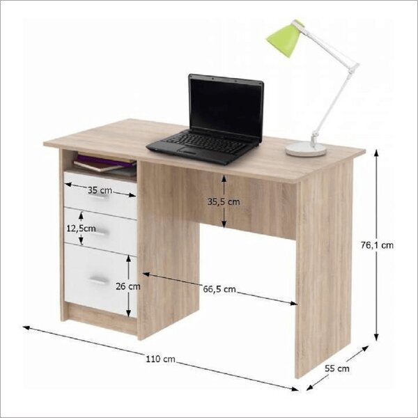 HezkýNábytek.cz PC stolek Spencer Dub sonoma + Bílá. 752329