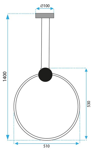 Toolight Stropní svítidlo LED APP1398-CP BLACK 50cm